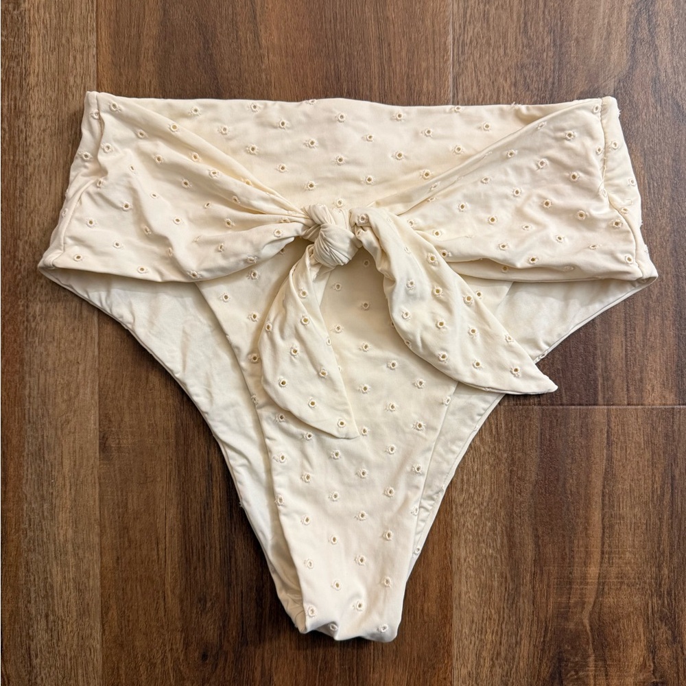 Women’s Cream High-Waist Tie Bikini Bottom